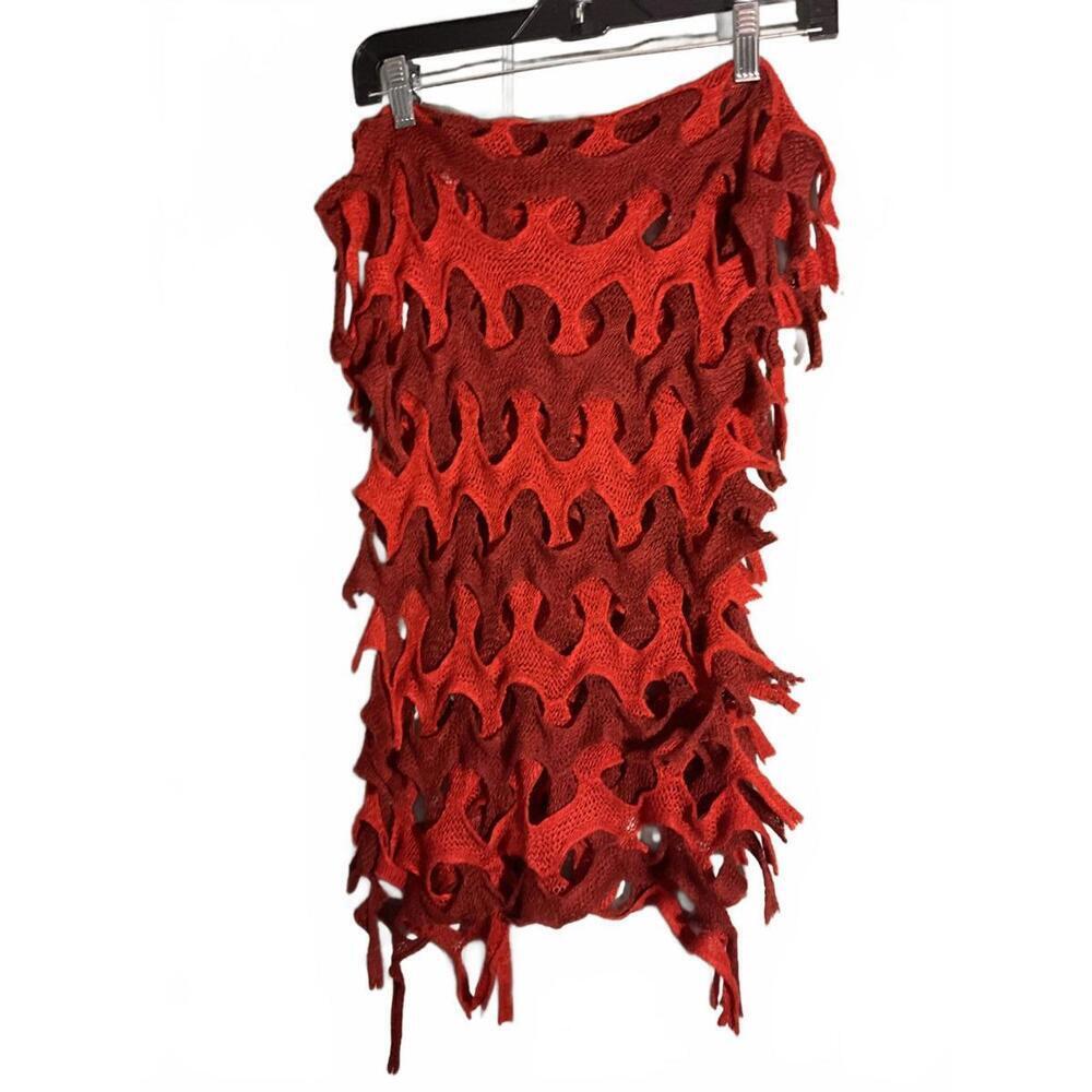 Unique Red Cutout Knit Infinity scarf